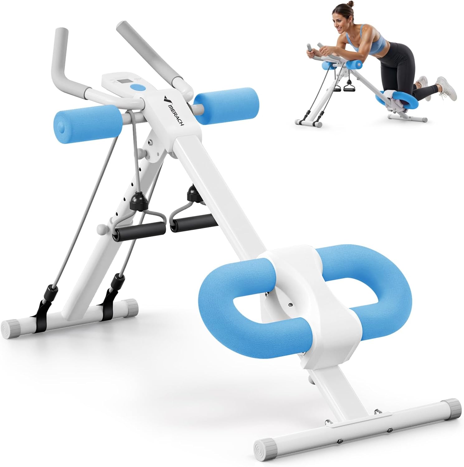 MERACH Ab Machine, Ab Workout Equipment, Adjustable Ab Trainer Machine | Foldable Abdominal Trainer for Stomach Workout with LCD Monitor at Home Gym Knee Protection& 440 LBS Capacity