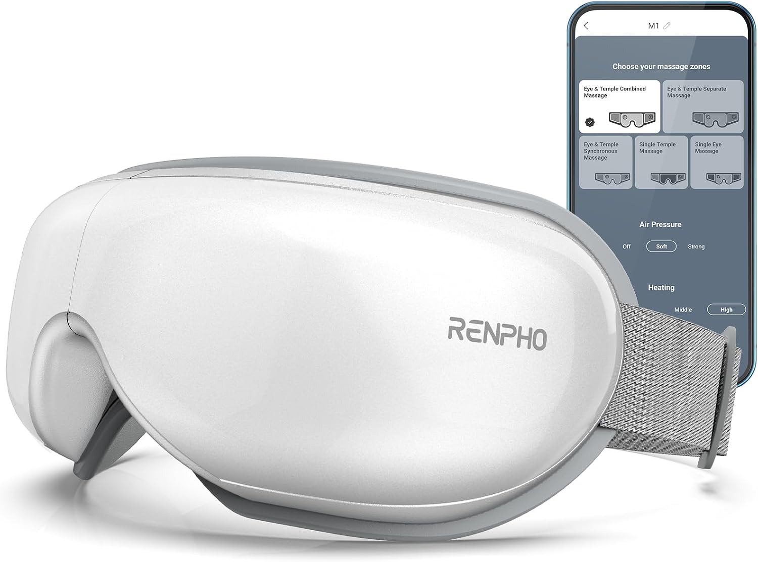 RENPHO Eyeris 1 Eye Massager with Heat, FSA Eligible HSA, Heated Eye Mask for Eye Strain, Dry Eyes & Head Tension, Relaxing Birthday Gifts for Women and Men