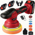 Cordless Car Buffer Polisher w/ 2x2000mAh 21V Batteries, 6 Inch Car Buffer Waxer Kit, Car Polishing Machine w/Extra 18 PCS Attachments & 6 Variable Speed