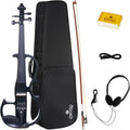 Cecilio Solid Wood Electric/Silent Violin with Ebony Fittings - 4/4 Full Size - Metallic Red Mahogany